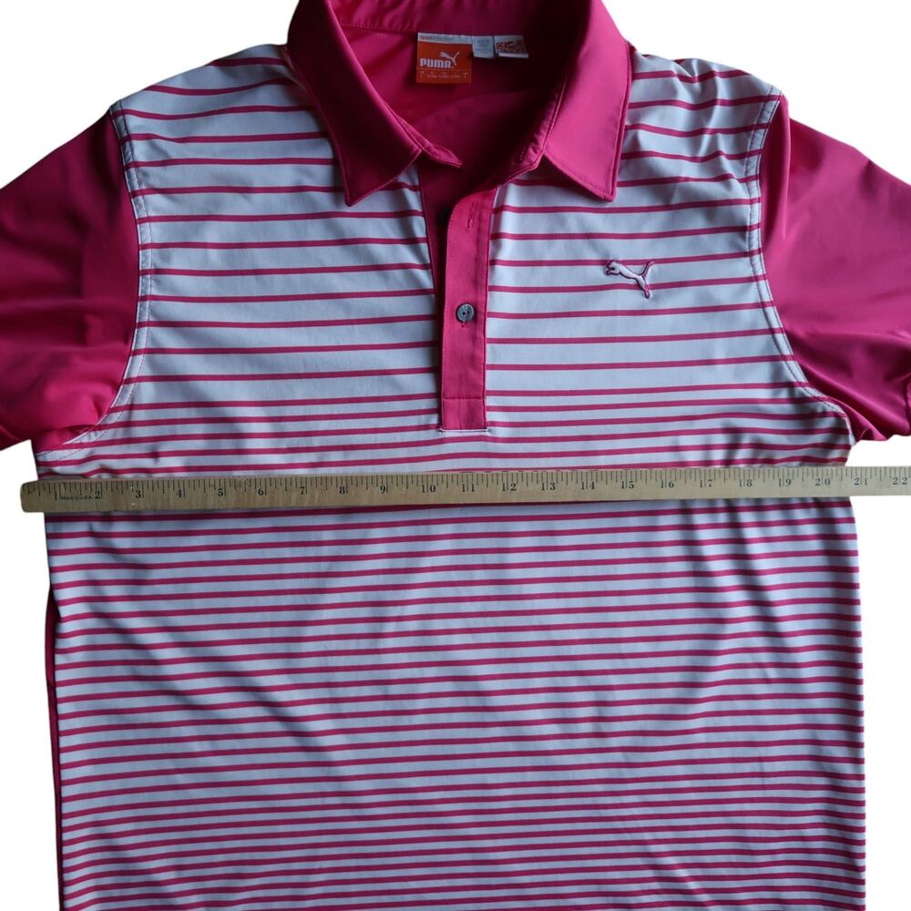Puma Golf Pink Striped Polo L DryCELL Performance Shirt Sz L Women's XL - Picture 8 of 10
